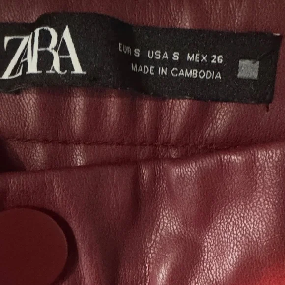 Zara Deep Red Pleather Trousers - Picture 3 of 3